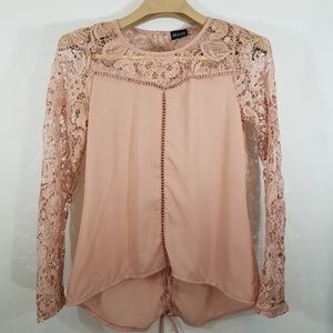 Alloy Blouse Crochet Lace Dusty Rose